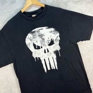 Marvel Men's The Punisher Dripping Skull Tee Black Mad Engine‎ Graphic Sz Med